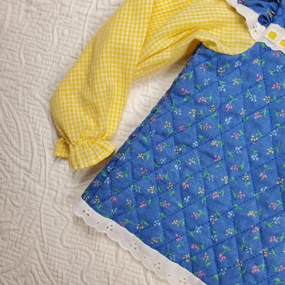 Vintage Floral & Gingham w/ Lace Trim Shirt 24 months - Picture 3 of 8